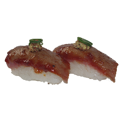 Atún rojo flameado con pasta chile y mostaza tradicional